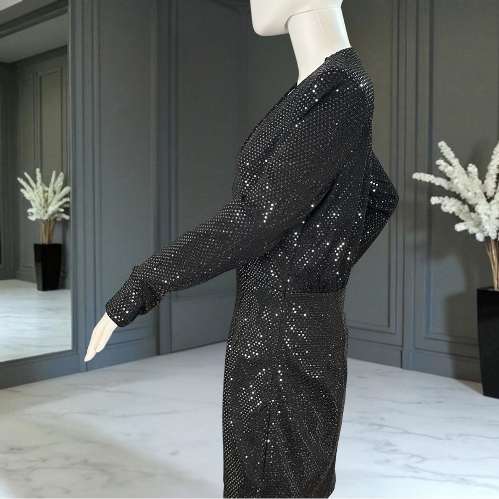 Dear John Pamela Women's Black Sequin Long Sleeve Mini Dress Size Small NWT! - Picture 3 of 4